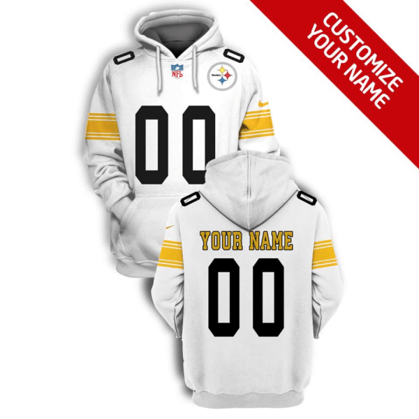 Men's Pittsburgh Steelers Active Player Custom 2021 White Pullover Hoodie